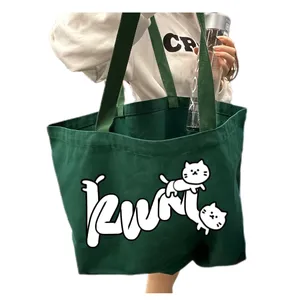 कैनवास शॉपिंग बैग कस्टम सिल्क स्क्रीन हीट ट्रांसफर सुपरमार्केट के लिए बड़ा ऑर्गेनिक कॉटन पुनर्नवीनीकरण सादा किराना टोट बैग