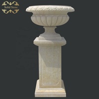 Pot de fleurs en pierre en gros, sculpté à la main, prêt à être expédié, jardinière en marbre, pot de fleurs en granit