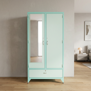 High Quality Metal Freestanding Wardrobe with Flat Panel Doors 1.8m Height Folding Bedroom Furniture Lock for Home Apartment Use - Product Image 2