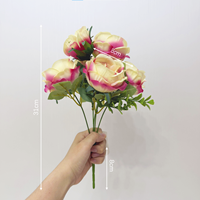 Bouquets de roses artificielles vintage au toucher réel pour centres de table de mariage, décoration intérieure, enterrement de vie de jeune fille et arrangements de table