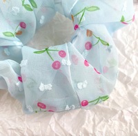 Chouchous pour cheveux en forme de cerise pour filles, attaches pour cheveux à fleurs, porte-queue de cheval en tulle