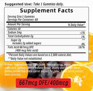 Ácido Fólico al por Mayor de Fábrica con Carbohidratos Totales, Esencial para el Desarrollo del Bebé y Suplementos Dietéticos para Mamá en Gomitas - Product Image 6
