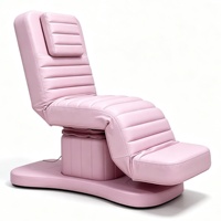 Cama de Masaje Eléctrica Rosa con Calefacción, 4 Motores, Ajustable, con Separación de Piernas, Silla para Tratamientos Faciales, Control Remoto, Cama de Spa