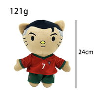 Fabricant chinois de peluches personnalisées pour enfants, mascotte de football en peluche douce, numéro 7, maillot rouge, pantalon vert, cadeau pour enfants