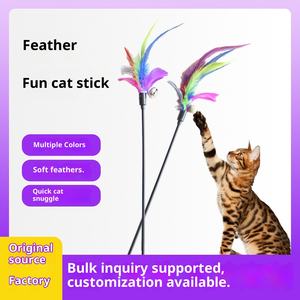 Umweltfreundliches Katzenspielzeug aus Kunststoff mit Glocke, Bunten Federn und Minzduft, IP67 Wasserdicht, Selbstzerstörendes Design für Katzen - Haustierzubehör - Product Image 2