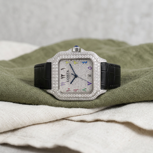 Montre en acier inoxydable de luxe de fabrication indienne, design élégant, mouvement à quartz, avec diamants étincelants époustouflants - Product Image 4