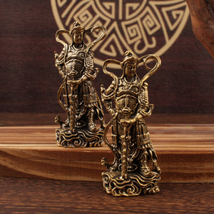 Estatuas de bronce de Guan Gong y Weituo, figuras de latón para decoración del hogar, esculturas de mesa - Product Image 3