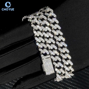 Single Row 12mm GRA Certified Moissanite Cuban Link <b>Chain</b> Necklace Rhodium Plated 925 Silver Hiphop <b>Iced</b> <b>Out</b> Jewelry - Product Image 6