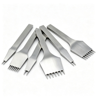 Kit de poinçons en acier SKD11 de qualité industrielle pour le bricolage, 3 pièces (2/5/7 dents), espacement des dents de 3/4/5 mm, pour le poinçonnage du cuir et la maroquinerie
