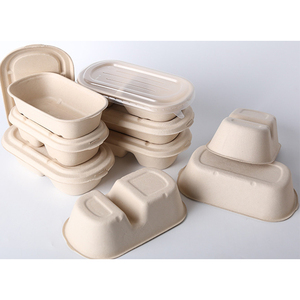Biodegradable disposable pulp microwave oven lunch box fast food salad container takeaway packaging box