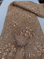NI.AI fond noir Tulle Net dentelle luxe perlé séquence maille dentelle tissu Nigeria femmes robe de mariée matériel