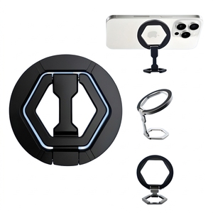 Support de téléphone portable pliable en alliage de zinc, forme hexagonale, forte aspiration magnétique, rotation à 360 degrés, support portable avec <span class=keywords><strong>anneau</strong></span> - Product Image 1