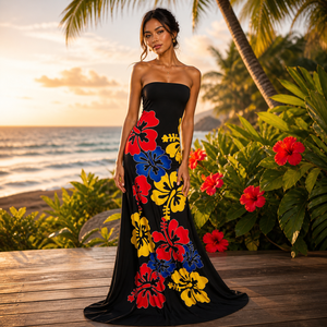 Sarong de plage élégant une pièce pour femme grande taille 100 % rayonne avec motif floral peint à la main pour la natation - Product Image 2