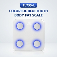 Balance électronique intelligente personnalisée à sept couleurs lumineuses, capacité 180 kg, application pour IMC et TMB, en ABS et verre trempé