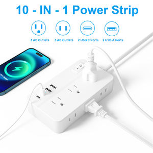 Cable de Extensión con Protección Contra Sobrecargas y Sobretensiones, 6 Tomas de Corriente, 4 Puertos USB, Enchufe Angulado Delgado, ABS y PC, 15A 125V, Certificado C SA, para Uso Doméstico y Comercial - Product Image 6