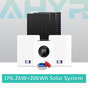 Système solaire hybride hors réseau 6,2 kW avec batterie LiFePO4 murale 20 kWh et 12 panneaux solaires 620 W – Kit de stockage domestique - Product Image 1