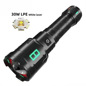 2024 Most Powerful LED Flashlight 30 Watts USB Rechargeable Torch Light 1500 Meter High Power Flashlight Tactical Lantern Lamp