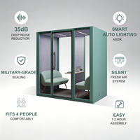 Cabine insonorisée Vestael pour 4 personnes, espace de travail mobile et privé pour réunions et appels, avec ventilateurs LED et ports USB