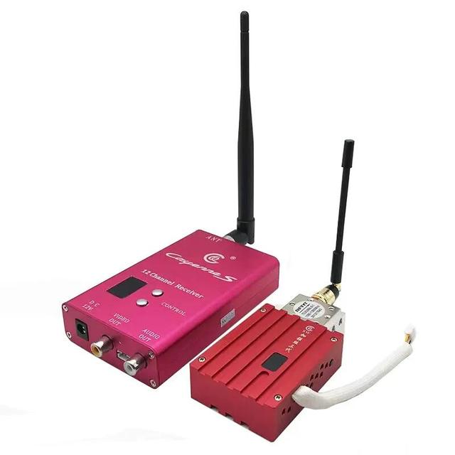 1.2G 8W High Power Wireless Analog Long Range Transmitter 12CH Receiver Audio Video Transmission RC Drone Enhancement Booster