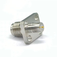 Conector Coaxial RF SMA-KFD1 de 50 ohmios, Adaptador de Brida de 4 Orificios de Acero Inoxidable, Conector de Alta Frecuencia para Telecomunicaciones