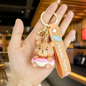 Bulk Cute Animal Home Series PVC Keychains 3D Soft Rubber Monkey Bear Rabbit <strong>Dog</strong> Bag Hanging Ornament Promotional <strong>Key</strong> <strong>Ring</strong> - Product Image 4