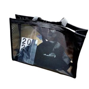 Custom Logo Fashion Screen Printed Large Mesh Tote Bag <b>for</b> Shopping Reusable Nylon Bag Wholesale Promotional <b>Gifts</b> - Product Image 4