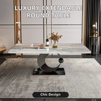 Meubles de salle à manger modernes de luxe table en marbre avec planche de roche panneau de bois d'entrée de base en acier inoxydable titane noir style élégant