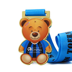 Medallas de fútbol para correr para niños, medallas de fútbol con dibujos animados, bonitos premios de equipo deportivo con estampado de Metal en Color, Mini medalla con cordón de cinta - Product Image 5
