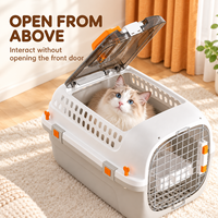 Cage de transport portable pour chat en PP respirant avec porte en fer et fenêtre de toit, grande capacité, charge maximale 10 kg