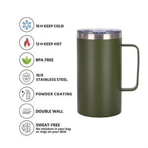 Custom logo 24oz Vacuum 304 Stainless Steel Insulated Camping Tumbler <b>Cup</b> Large Capacity Portable Travel Coffee Mug with Handle - Product Image 5