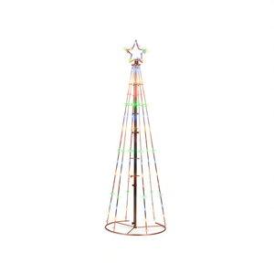 Árbol de Navidad en Forma de Cono de Acero con Luces LED Multicolores de PVC y Cobre, Árbol Decorativo para Exteriores - Product Image 1