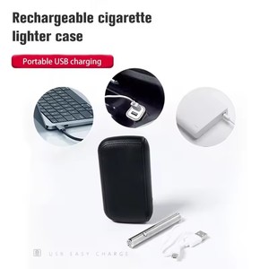 Nouvel étui à cigarettes <span class=keywords><strong>en</strong></span> similicuir avec briquet électronique USB <span class=keywords><strong>en</strong></span> tungstène, étui à cigarettes pour homme, cadeau exquis, outil à cigarettes - Product Image 3