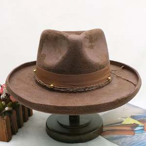 หมวกสักหลาดขนสัตว์ทรงวินเทจ รุ่นใหม่ CL0530E ขายส่ง หมวกเฟโดราปีกแบนทรงดินสอ สำหรับทั้งชายและหญิง - Product Image 6