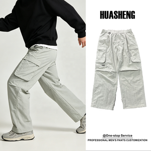 Pantaloni Tecnici da Esterno di Alta Qualità, Jeans <span class=keywords><strong>Cargo</strong></span> a Gamba Larga <span class=keywords><strong>Verde</strong></span> Salvia con Dettaglio Anello a D per Successo Professionale - Product Image 1