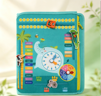 Livre en feutre pour tout-petits, livre silencieux sur le thème de la ferme, livre d'activités en feutre bleu, facile à transporter, jouets pour enfants