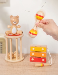 Ensemble d'instruments de musique en bois en gros, jouets en bois, xylophone, maracas, hochet, ensemble de 4 pièces - Product Image 2