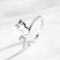 Bijoux d'animaux mignons personnalisés, style coréen, argent sterling 925, insert zircon, anneaux ouverts pour femmes