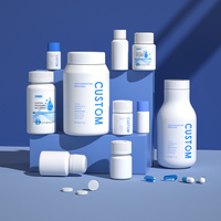 Capsules en HDPE, comprimés, flacons en plastique pour compléments alimentaires, pilules, vitamines, flacons vides ronds de 150 ml et 500 ml