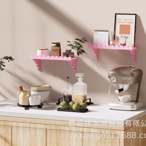 Pink Wooden Wall <b>Shelf</b> Rectangle Floating <b>Shelf</b> With Wooden Support For <b>Bedroom</b> Living Room Decor - Product Image 1