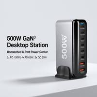Station de charge rapide multi-ports 8 ports PD QC USB C USB A 500W GaN3 pour ordinateur portable