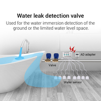 Automatisches Wasserleck-Erkennungsgerät Wasserventil DN25 Messing 1 Zoll mit 8 Stück Kabelgebundenen Leck-Sensoren 6m Kabel für Gebäudeschutz