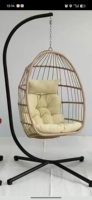 Fauteuil suspendu pliable en rotin, chaise balançoire avec coussin et support, en stock pour jardin, terrasse, cour – Vente chaude