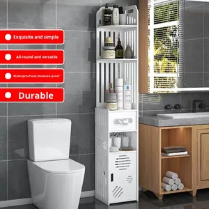 Estante de almacenamiento de esquina de baño multicapa, armario de almacenamiento de artículos diversos de pie para inodoro, estante organizador de PVC con caja de pañuelos - Product Image 3