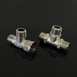 Raccord en T pour gaz avec filetages externe et interne, connecteur métallique à 3 voies pour tuyau de gaz naturel, usage domestique - Product Image 1