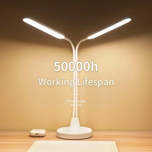 <b>LED</b> Desk Lamp with Wireless Charger Gooseneck Adjustment <b>Table</b> Lamp Touch Control Night <b>Light</b> Double <b>Light</b> Area for Home Office - Product Image 2