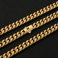 Collier chaîne cubaine en acier inoxydable plaqué or 22 carats, poli miroir, 12 mm, nouvelle collection NUOYA, bijoux fins pour hommes