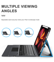 Étui Clavier Sans Fil Personnalisé pour iPad Pro 12.9 2018-2022 avec Trackpad Tactile, Rétroéclairage RGB, en PU+TPU+ABS, Nouveau, avec Emplacement pour Stylet USB-C