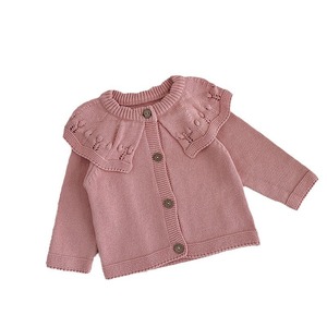 Batı tarzı kız kazak ceket bebek kız saf pamuk hırka toptan bahar ve sonbahar giyim kazak - Product Image 1