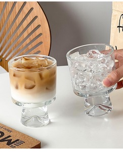 Gobelet en verre transparent à pied court de 230 ml, base épaisse, tasse à café au design moderne, réutilisable, avec logo personnalisé, pour latte, thé au lait - Product Image 5
