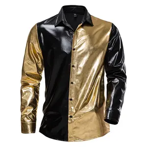 Sequins Glitter Shirt Men 2023 New Disco Party Halloween Costume Chemise Homme Stage Performance Shirt Male